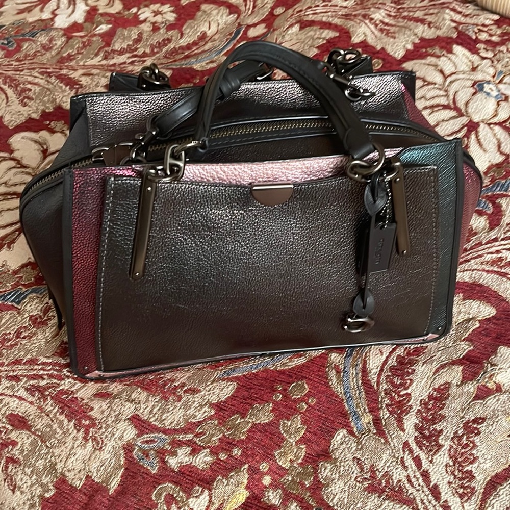 COACH Dreamer 36 Metallic Leather Color-Block Shoulder Bag *Rare*